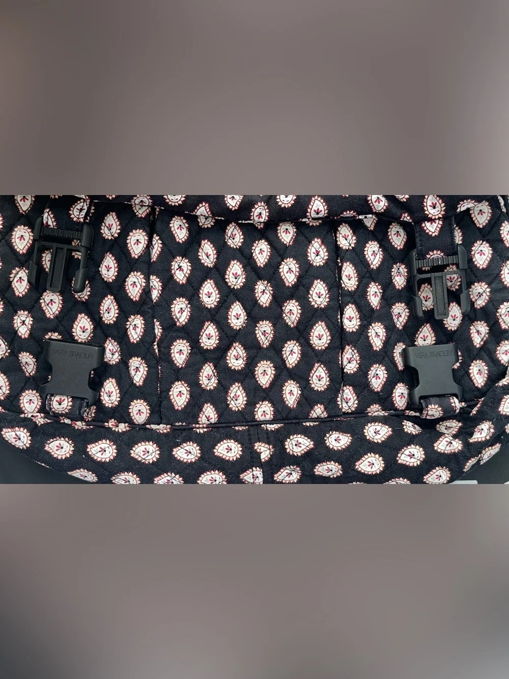 Vera Bradley CLASSIC BLACK MESSENGER BAG Retired Crossbody School Work Quilted